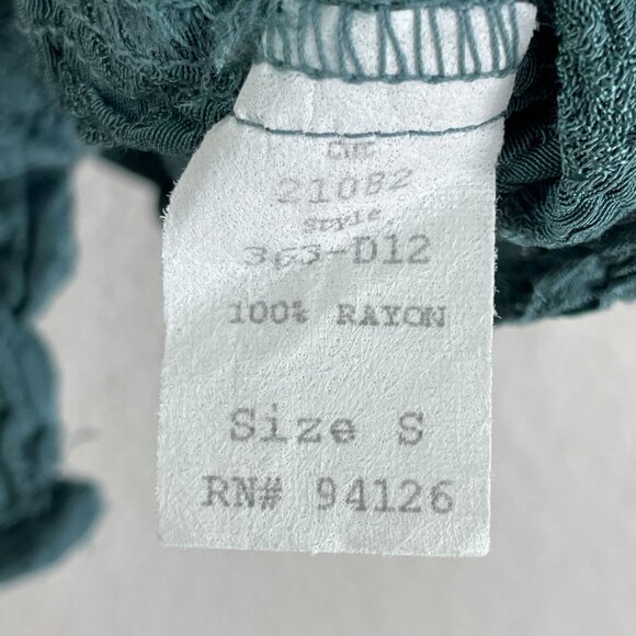 NEW Cp Shades Womens Small Button Up Textured Crinkled Top Teal Shirt - Picture 5 of 10